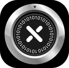 Xave app icon — a vault dial